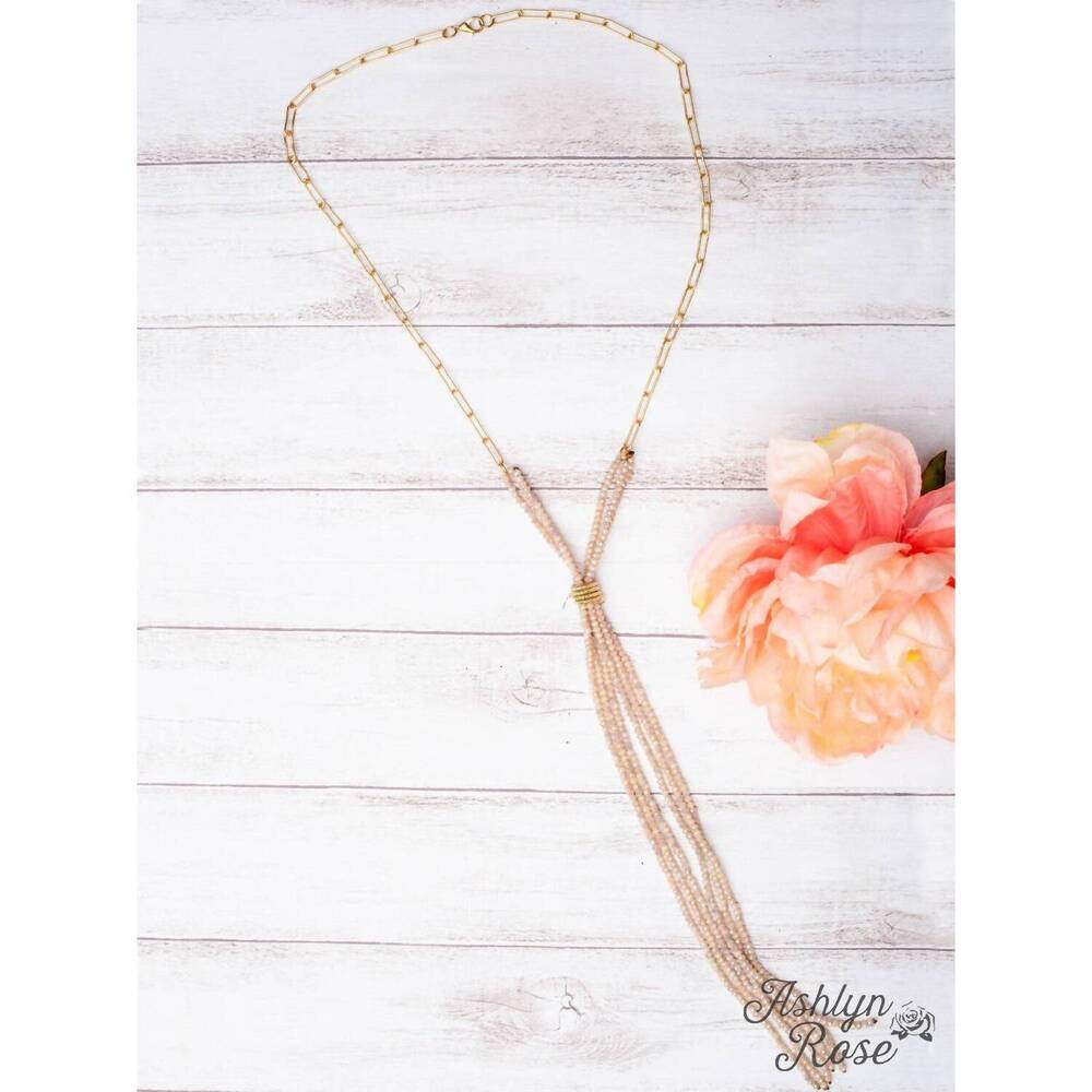 NEW SOUTHERN GRACE women's crystal tassel paperclip chain necklace in pink